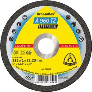 KLINGSPOR Special diskas pjovimo 125 x 1,0 x 22,2 mm Z960TZ inox