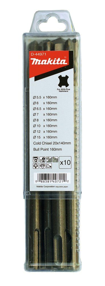 Makita D-44971 Standard grąžtų ir kaltų betonui rinkinys SDS+ 10 vnt.