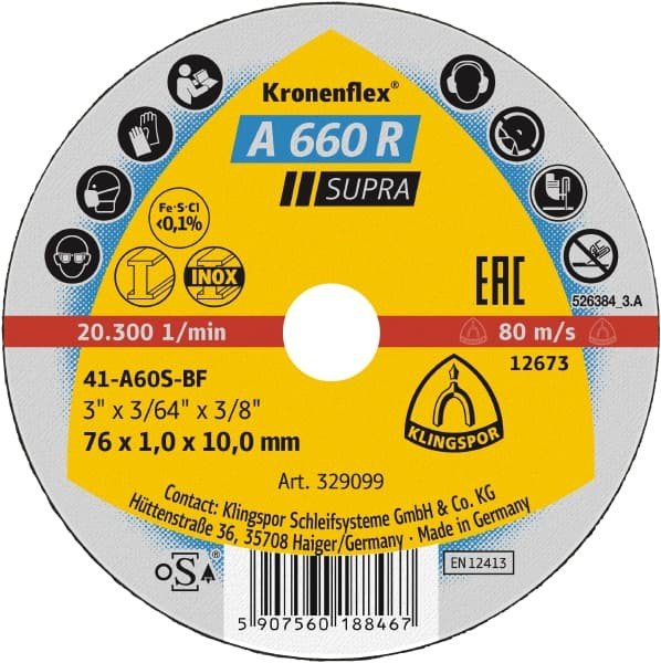 KLINGSPOR Supra diskas pjovimo 100 x 1,0 x 10 mm A660R inox