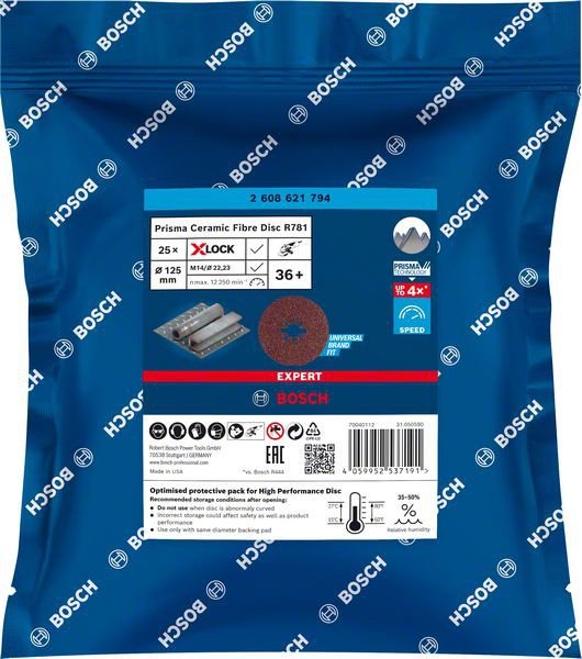Bosch R781 PrismaCeramicfibro šlifavimo diskas 125 mm Nr.36 25 vnt.