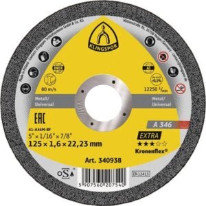 KLINGSPOR A346 Extra diskas pjovimo 125 x 1,6 x 22,2 mm A46M-BF inox