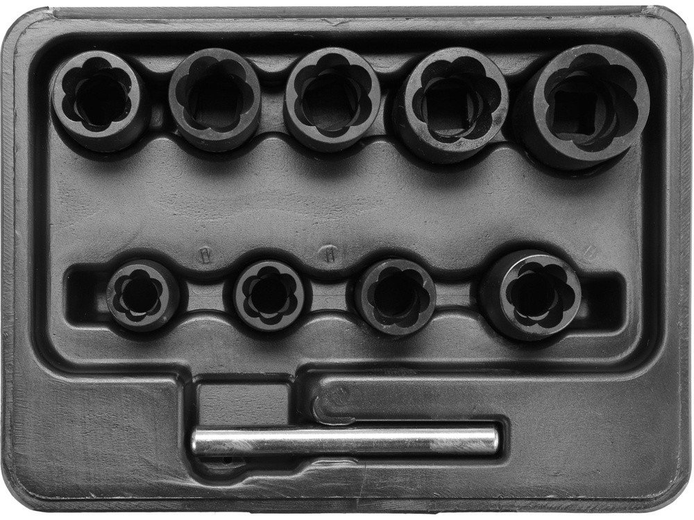 Yato YT-0603 galvučių pažeistiems varžtams rinkinys 10 - 19 mm 3/8" 10 vnt.